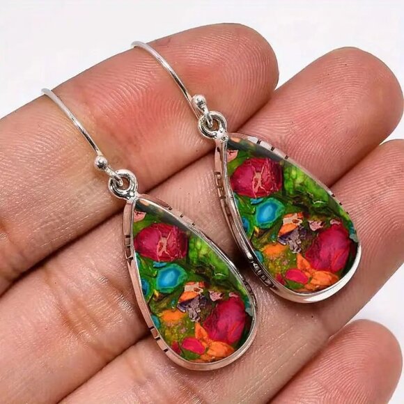 Bohemian Retro Water Drop Dangle Earrings - Picture 2 of 3